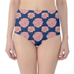 Retro 1880s Flowers Pattern 16 Classic High-waist Bikini Bottoms