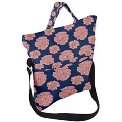 Retro 1880s Flowers Pattern 16 Fold Over Handle Tote Bag by violetheavensky