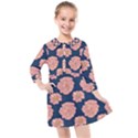 Retro 1880s Flowers Pattern 16 Kids  Quarter Sleeve Shirt Dress View1