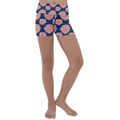 Retro 1880s Flowers Pattern 16 Kids  Lightweight Velour Yoga Shorts