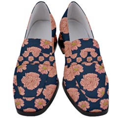 Retro 1880s Flowers Pattern 16 Women s Chunky Heel Loafers by violetheavensky