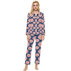 Retro 1880s Flowers Pattern 16 Womens  Long Sleeve Velvet Pocket Pajamas Set