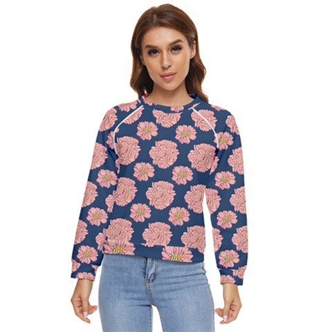 Retro 1880s Flowers Pattern 16 Women s Long Sleeve Raglan T-shirt by violetheavensky