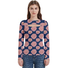 Retro 1880s Flowers Pattern 16 Women s Cut Out Long Sleeve T-shirt by violetheavensky