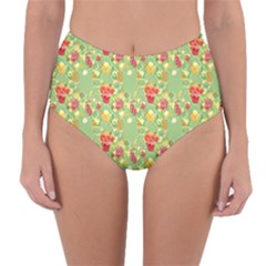 Retro 1880s Flowers Pattern 17 Reversible High-waist Bikini Bottoms