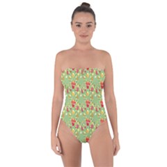 Retro 1880s Flowers Pattern 17 Tie Back One Piece Swimsuit