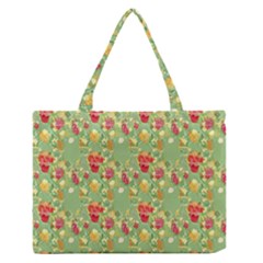 Retro 1880s Flowers Pattern 17 Zipper Medium Tote Bag