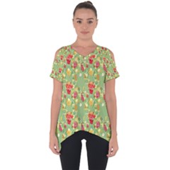 Retro 1880s Flowers Pattern 17 Cut Out Side Drop T-shirt