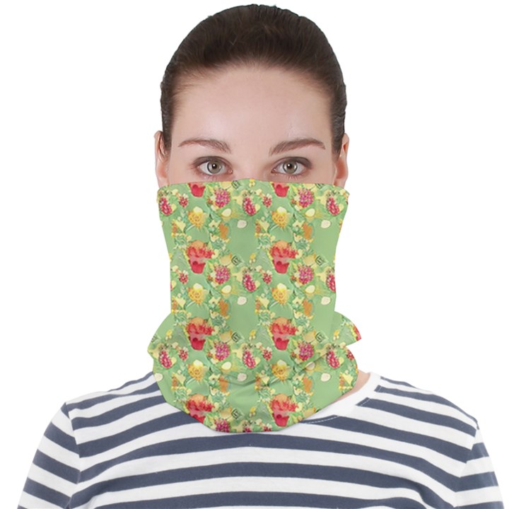 Retro 1880s Flowers Pattern 17 Face Seamless Bandana (Adult)