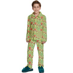 Retro 1880s Flowers Pattern 17 Kids  Long Sleeve Velvet Pajamas Set