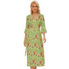 Retro 1880s Flowers Pattern 17 Midsummer Wrap Dress