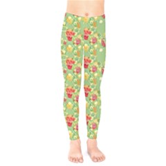 Retro 1880s Flowers Pattern 17 Kids  Classic Winter Leggings