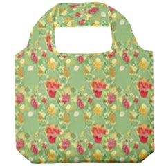 Retro 1880s Flowers Pattern 17 Foldable Grocery Recycle Bag by violetheavensky