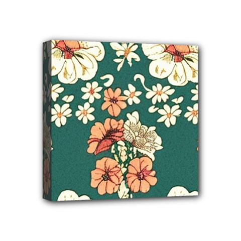 Retro 1880s Flowers Pattern 20 Mini Canvas 4  X 4  (stretched)