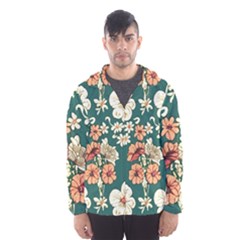 Retro 1880s Flowers Pattern 20 Men s Hooded Windbreaker