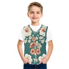 Retro 1880s Flowers Pattern 20 Kids  Basketball Tank Top