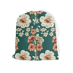 Retro 1880s Flowers Pattern 20 Drawstring Pouch (xl) by violetheavensky