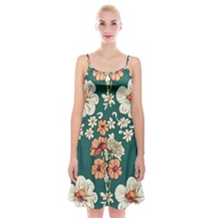 Retro 1880s Flowers Pattern 20 Spaghetti Strap Velvet Dress