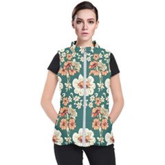 Retro 1880s Flowers Pattern 20 Women s Puffer Vest