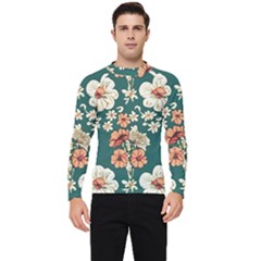 Retro 1880s Flowers Pattern 20 Men s Long Sleeve Rash Guard by violetheavensky