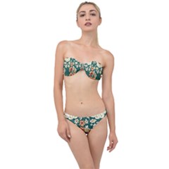 Retro 1880s Flowers Pattern 20 Classic Bandeau Bikini Set