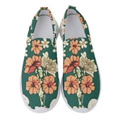 Retro 1880s Flowers Pattern 20 Women s Slip On Sneakers by violetheavensky