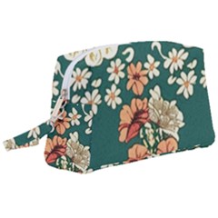 Retro 1880s Flowers Pattern 20 Wristlet Pouch Bag (large) by violetheavensky