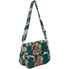 Retro 1880s Flowers Pattern 20 Saddle Handbag