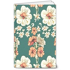 Retro 1880s Flowers Pattern 20 8  X 10  Softcover Notebook