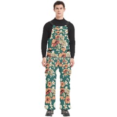 Retro 1880s Flowers Pattern 20 Men s Side Zip Front Pouch Ski And Snowboard Bib Pants	