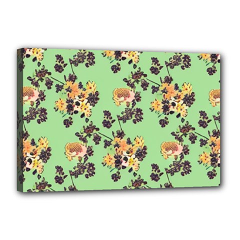 Retro 1880s Flowers Pattern 24 Canvas 18  X 12  (stretched)