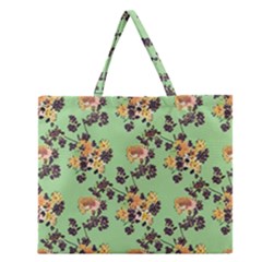 Retro 1880s Flowers Pattern 24 Zipper Large Tote Bag