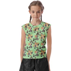 Retro 1880s Flowers Pattern 24 Kids  Raglan Cap Sleeve T-shirt