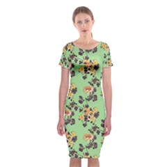 Retro 1880s Flowers Pattern 24 Classic Short Sleeve Midi Dress by violetheavensky