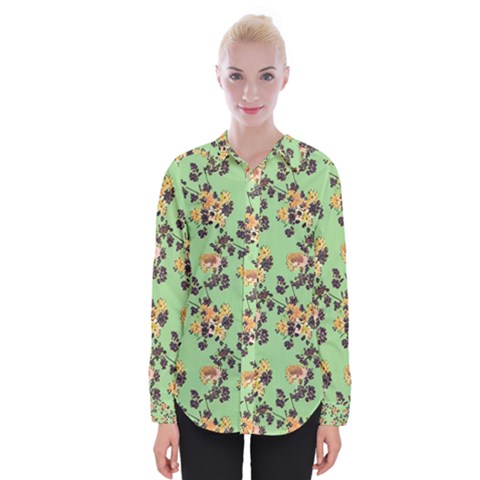 Retro 1880s Flowers Pattern 24 Womens Long Sleeve Shirt by violetheavensky