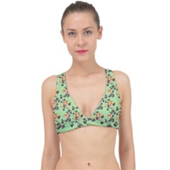 Retro 1880s Flowers Pattern 24 Classic Banded Bikini Top