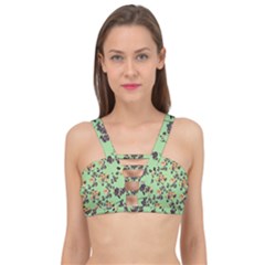 Retro 1880s Flowers Pattern 24 Cage Up Bikini Top