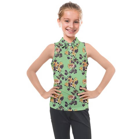 Retro 1880s Flowers Pattern 24 Kids  Sleeveless Polo T-shirt by violetheavensky