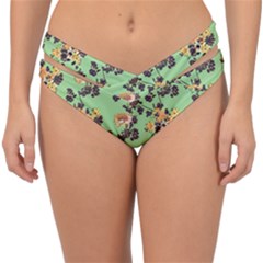 Retro 1880s Flowers Pattern 24 Double Strap Halter Bikini Bottoms