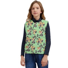 Retro 1880s Flowers Pattern 24 Kid s Button Up Puffer Vest	