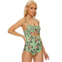 Retro 1880s Flowers Pattern 24 Knot Front One-Piece Swimsuit View3