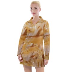 Homemade Flan Extreme Close-up Texture Women s Long Sleeve Casual Dress by dflcprintsclothing