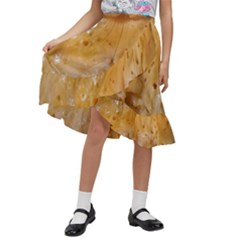 Homemade Flan Extreme Close-up Texture Kids  Ruffle Flared Wrap Midi Skirt by dflcprintsclothing