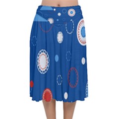 Christmas Pattern Tree Design Velvet Flared Midi Skirt