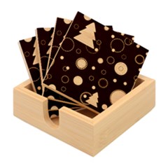 Christmas Pattern Tree Design Bamboo Coaster Set