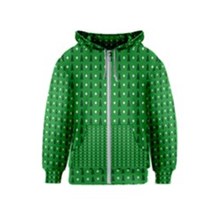 Green Christmas Tree Pattern Background Kids  Zipper Hoodie by Paksenen