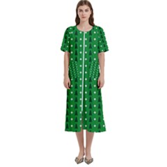 Green Christmas Tree Pattern Background Women s Cotton Short Sleeve Nightgown