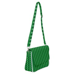 Green Christmas Tree Pattern Background Shoulder Bag With Back Zipper