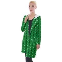 Green Christmas Tree Pattern Background Hooded Pocket Cardigan