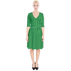 Green Christmas Tree Pattern Background Wrap Up Cocktail Dress